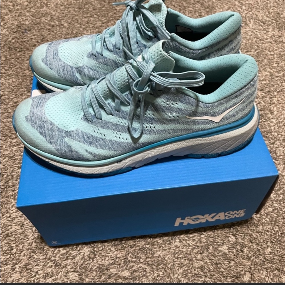 Light teal Hoka Cavu 3. Gently used. Size 9